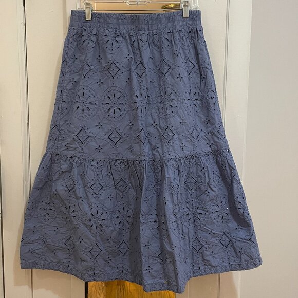 Gap Eyelet Cotton Midi Skirt Periwinkle Blue - Picture 1 of 3